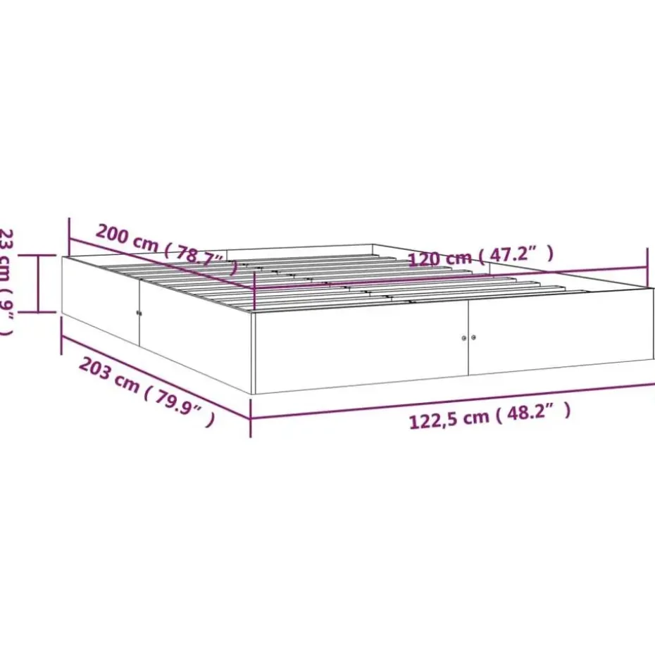 vidaXL - Bed frame zonder matras - Massief hout - 120x200 cm