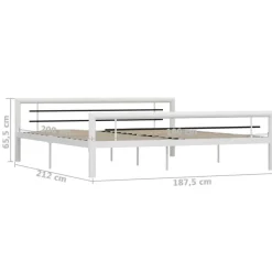 vidaXL - Bed met hoofd- en voeteneinde - Wit en zwart - metaal - 180x200 cm