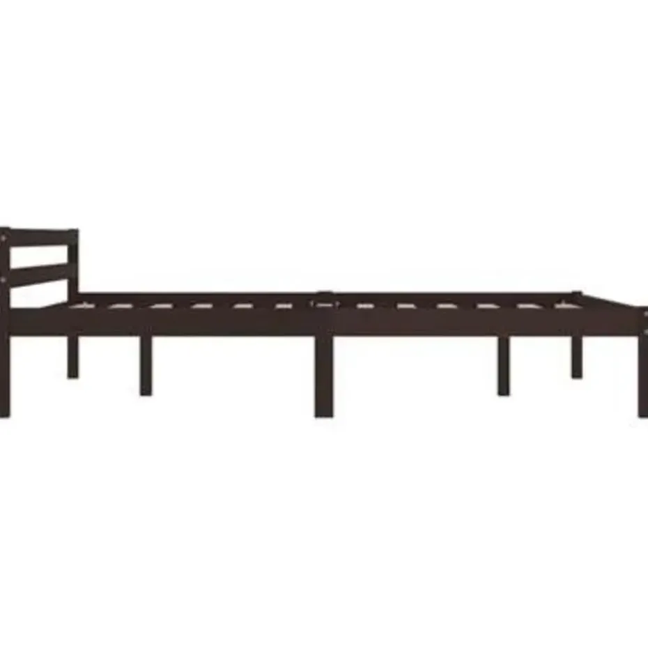 vidaXL - Bed met hoofdeinde - Donkerbruin - Massief grenenhout - 140x200 cm