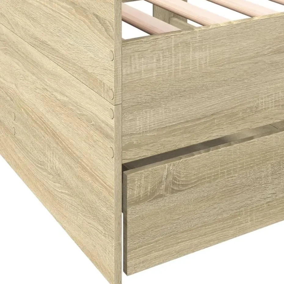 vidaXL - Bed met lades - Sonoma eikenkleurig - Hout - 90 x 200 cm