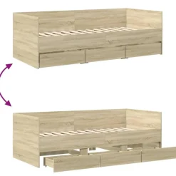 vidaXL - Bed met lades - Sonoma eikenkleurig - Hout - 90 x 200 cm