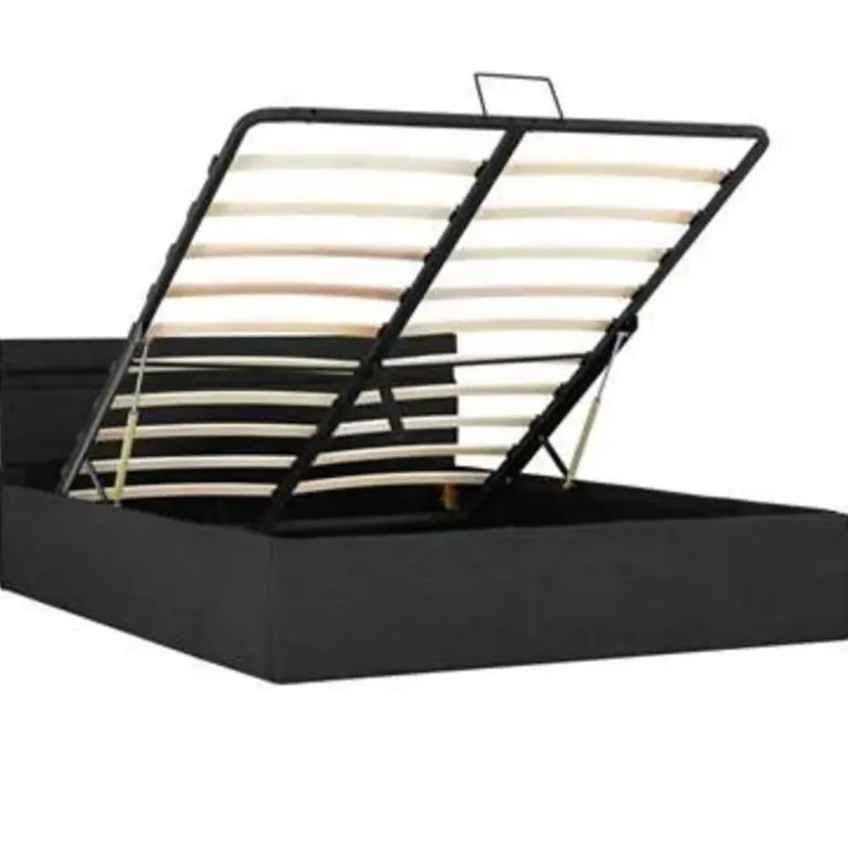 vidaXL - Bed met opbergruimte en LED - Donkergrijs - Stof - 140x200 cm