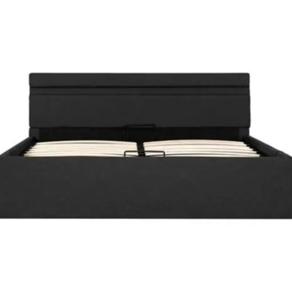 vidaXL - Bed met opbergruimte en LED - Donkergrijs - Stof - 140x200 cm
