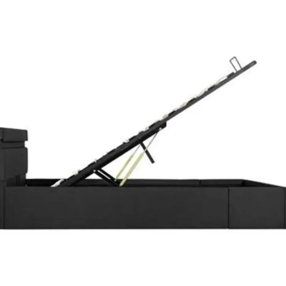 vidaXL - Bed met opbergruimte en LED - Donkergrijs - Stof - 140x200 cm
