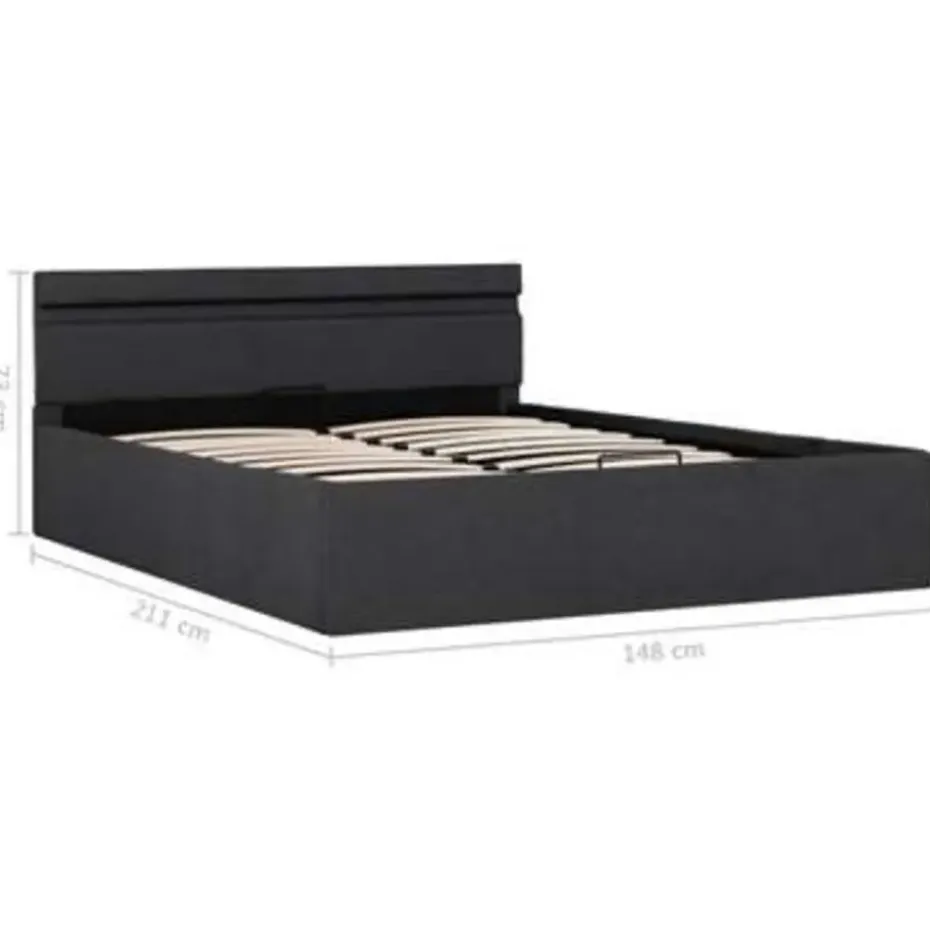 vidaXL - Bed met opbergruimte en LED - Donkergrijs - Stof - 140x200 cm