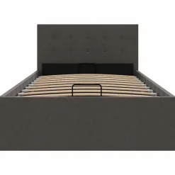 vidaXL - Bed met opbergruimte - Hydraulische - Donkergrijs - Stof - 100x200 cm
