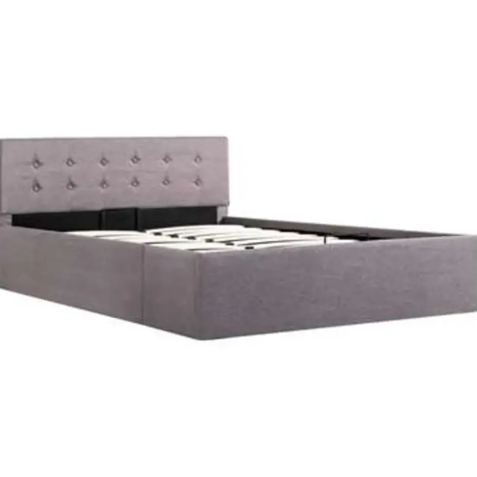 vidaXL - Bed met opbergruimte - Hydraulische - Taupe - Stof - 120x200 cm