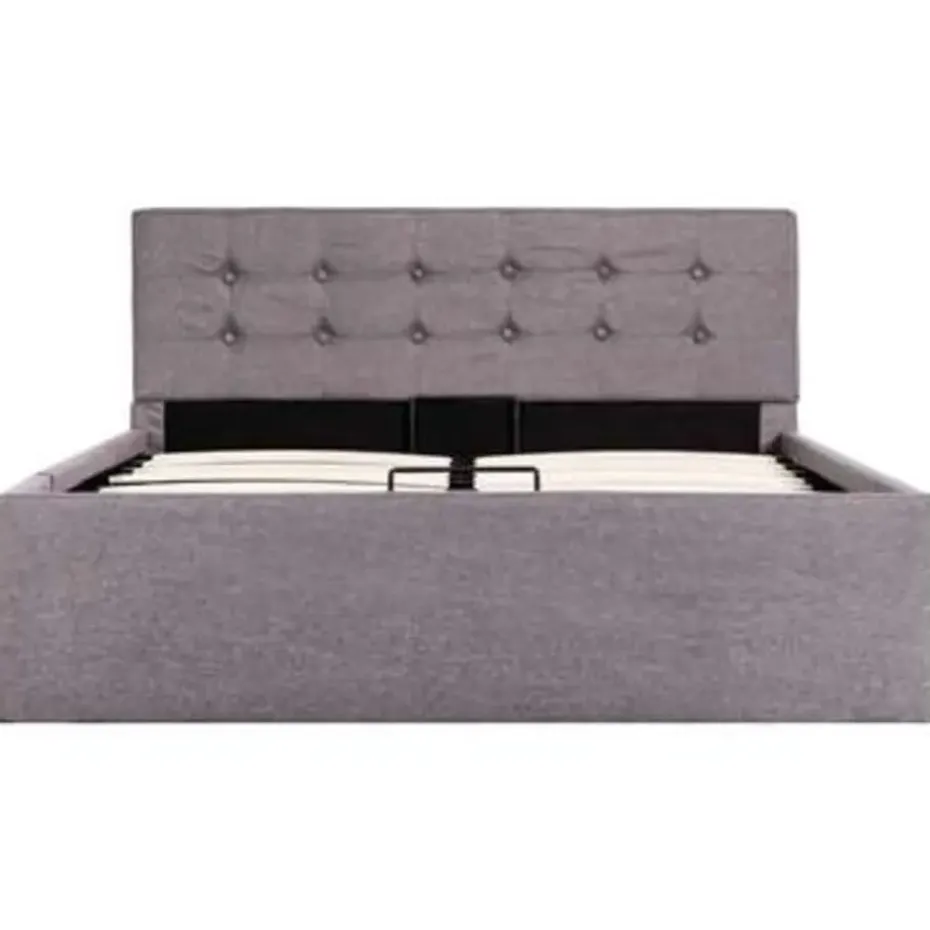 vidaXL - Bed met opbergruimte - Hydraulische - Taupe - Stof - 120x200 cm
