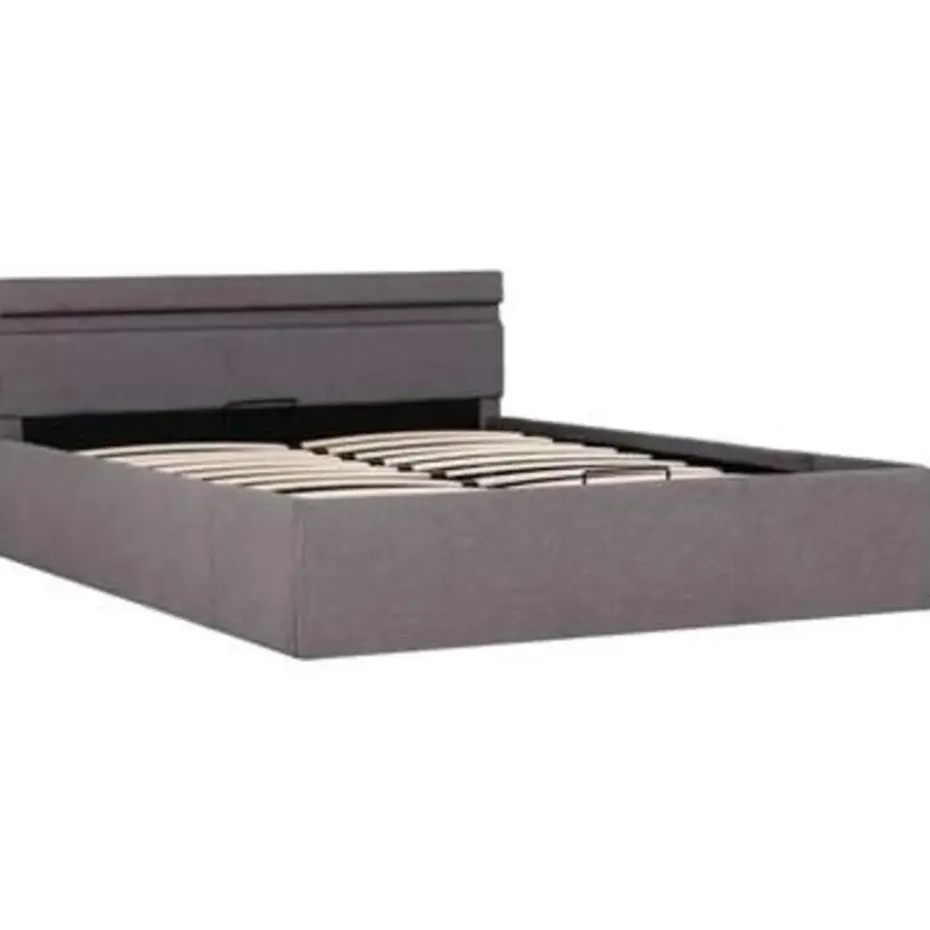 vidaXL - Bed met opbergruimte en LED - Hydraulische - Taupe - Stof - 120x200 cm