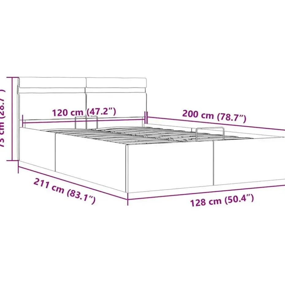 vidaXL - Bed met opbergruimte en LED - Hydraulische - Taupe - Stof - 120x200 cm