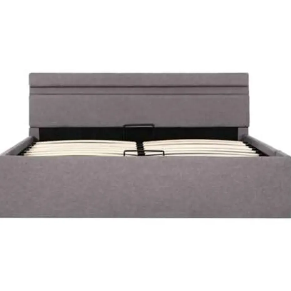 vidaXL - Bed met opbergruimte en LED - Hydraulische - Taupe - Stof - 120x200 cm