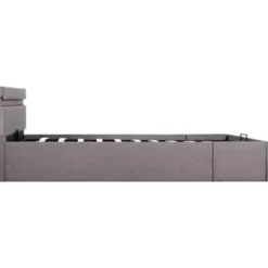 vidaXL - Bed met opbergruimte en LED - Hydraulische - Taupe - Stof - 120x200 cm