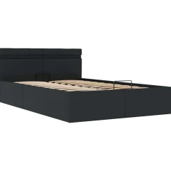 vidaXL - Bed met opbergruimte incl. LED - zwart - Kunstleer - 120x200 cm