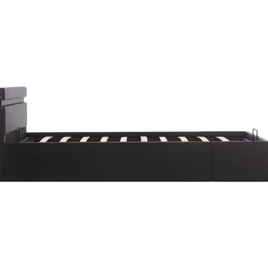 vidaXL - Bed met opbergruimte incl. LED - zwart - Kunstleer - 120x200 cm