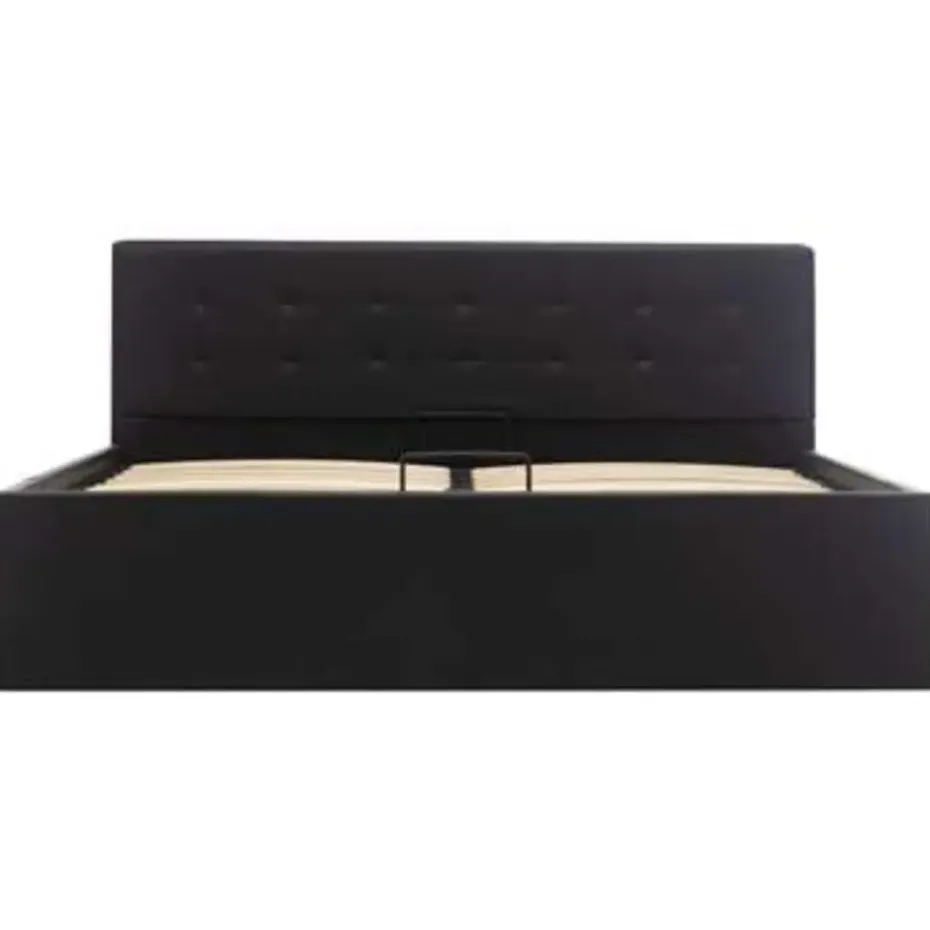 vidaXL - Bed met opbergruimte - Hydraulisch - Zwart - Kunstleer - 140x200 cm