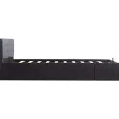 vidaXL - Bed met opbergruimte - Hydraulisch - Zwart - Kunstleer - 140x200 cm