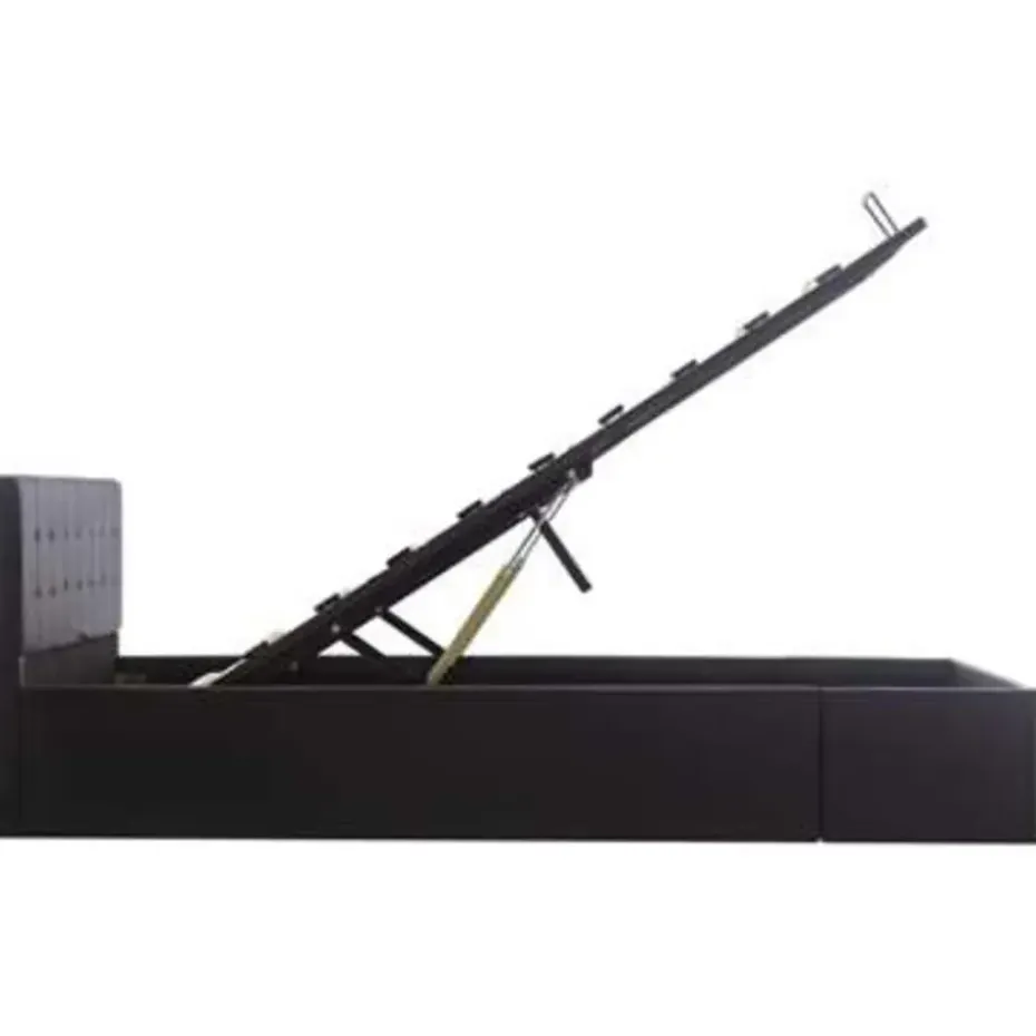 vidaXL - Bed met opbergruimte - Hydraulisch - Zwart - Kunstleer - 140x200 cm