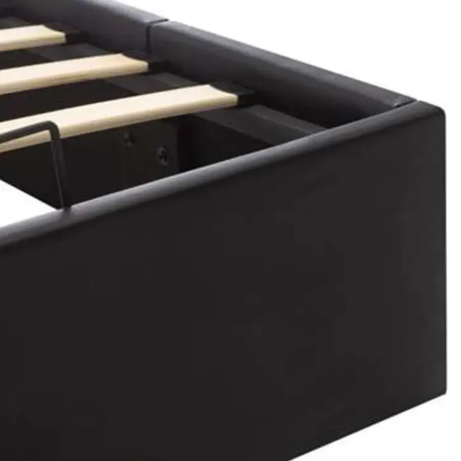 vidaXL - Bed met opbergruimte - Hydraulisch - Zwart - Kunstleer - 140x200 cm
