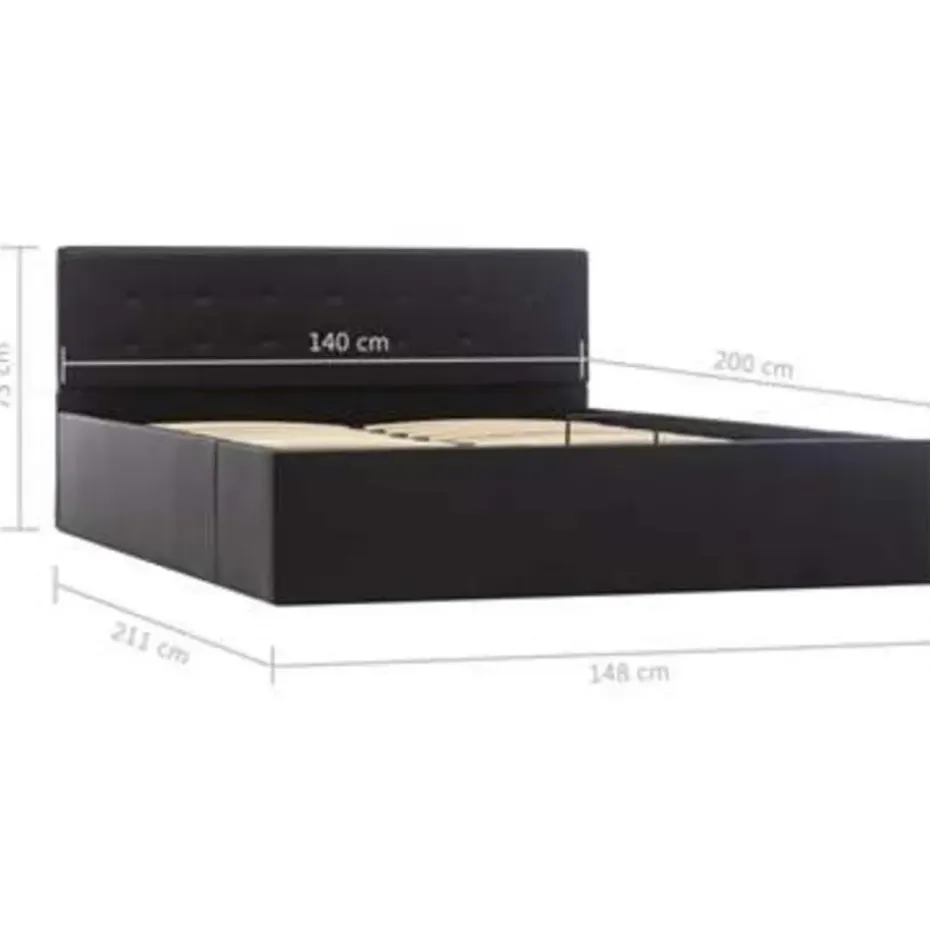 vidaXL - Bed met opbergruimte - Hydraulisch - Zwart - Kunstleer - 140x200 cm