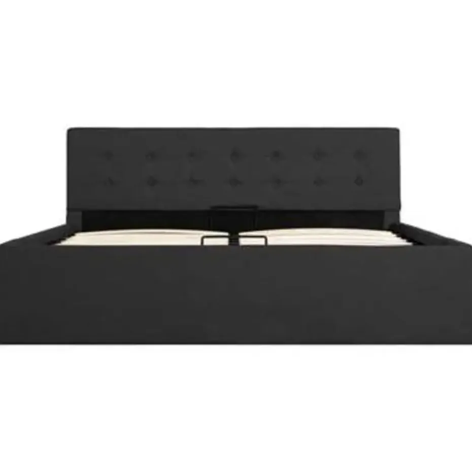 vidaXL - Bed met opbergruimte - Hydraulische - Donkergrijs - Stof - 140x200 cm