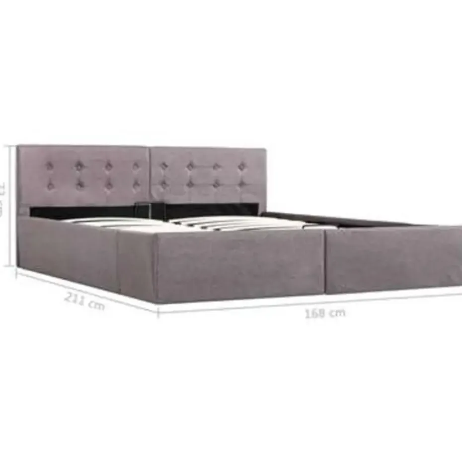 vidaXL - Bed met opbergruimte - Hydraulische stang - Taupe - Stof - 160x200 cm