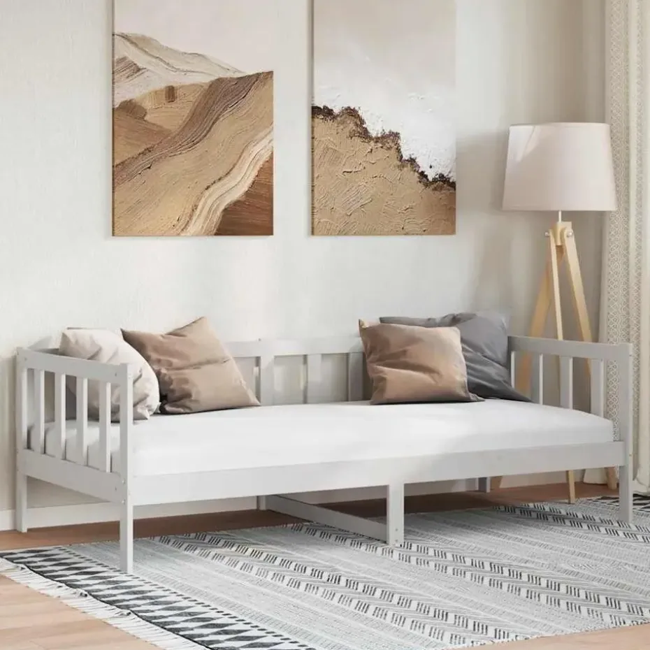 vidaXL - Bedbank - Wit - Massief grenenhout - 90x200 cm