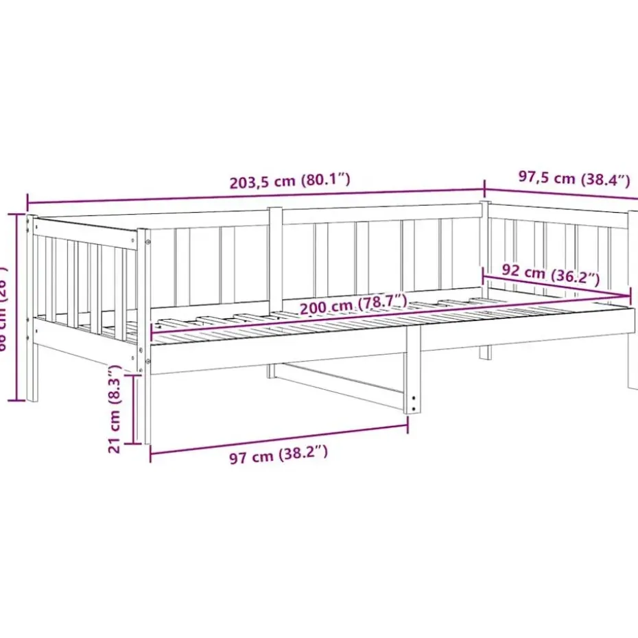 vidaXL - Bedbank - Wit - Massief grenenhout - 90x200 cm