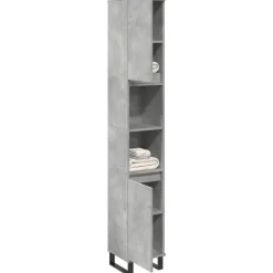 vidaXL - Betongrijs Kolomkast met 2 deuren 2 vakken - Hout - 30x30x190 cm