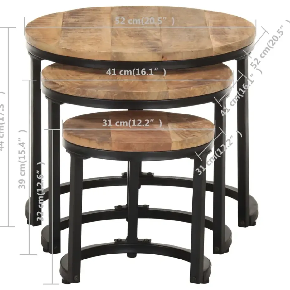 vidaXL - Bijzettafel - Bruin - Hout - 3 stuks