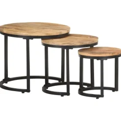 vidaXL - Bijzettafel - Bruin - Hout - 3 stuks