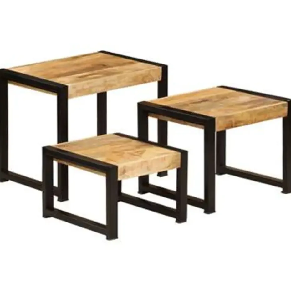 vidaXL - Bijzettafel - Bruin - Hout - 3 stuks