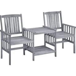 vidaXL - Bistroset - Grijs - Hout - 159x61x92 cm