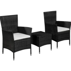 vidaXL - Bistroset - Zwart - Poly rattan