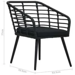 vidaXL - Bistroset - Zwart - Poly rattan