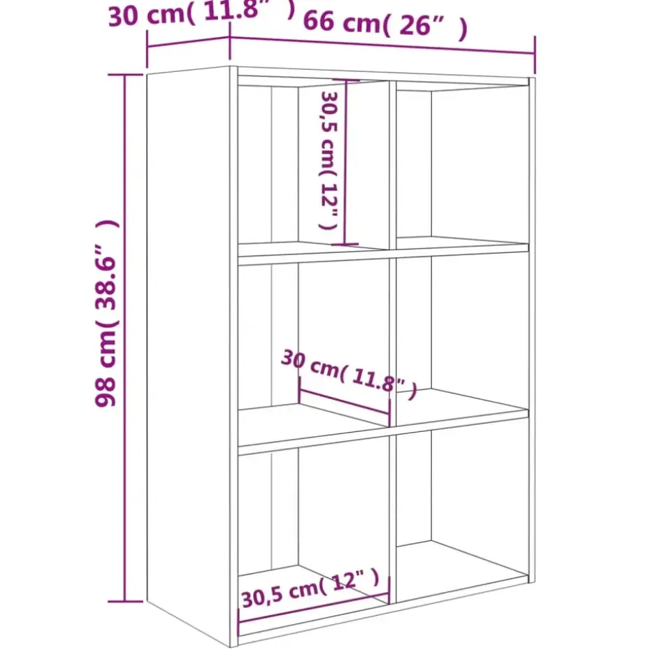 vidaXL - Boekenkast - Zwart - Bewerkt hout - 66 x 30 x 98 cm