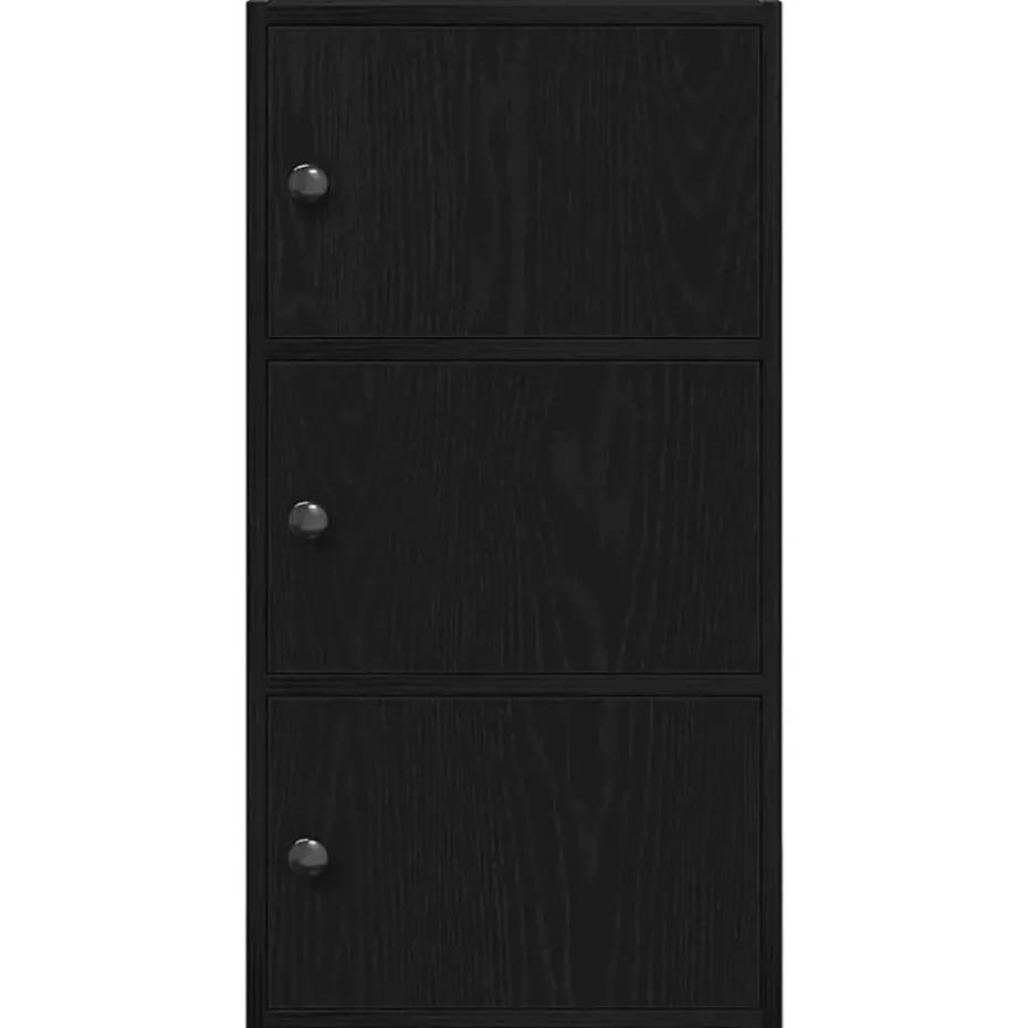vidaXL - Boekenkast met 3 deuren voor woonkamers - Zwart - Hout - 40x24x77 cm