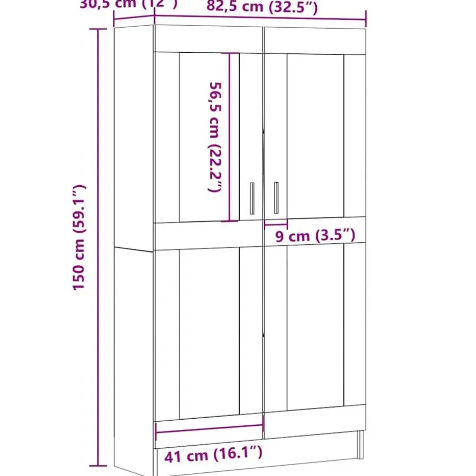 vidaXL - Boekenkast met schappen en 2 deuren - Artisan eiken - 82.5x30.5x150 cm
