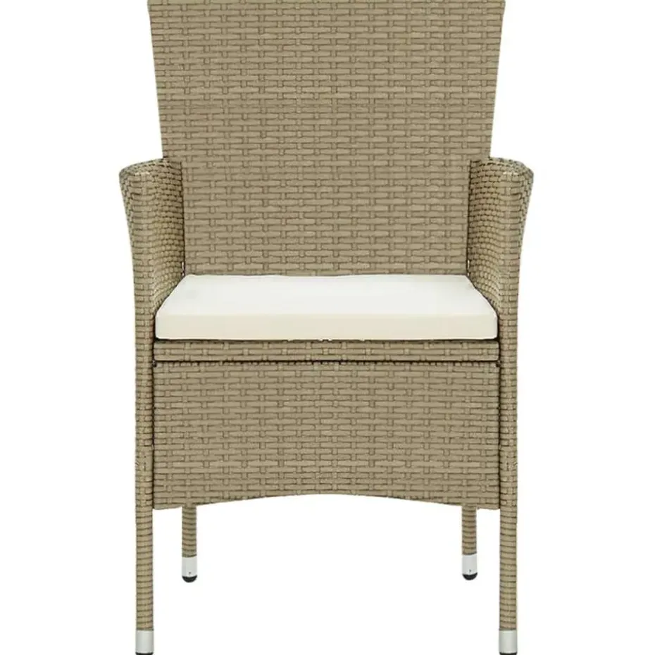 vidaXL - Buitenstoel - Beige - Poly rattan - 2 stuks