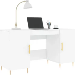 vidaXL - Bureau - Wit - Bewerkt hout