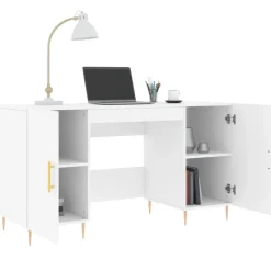 vidaXL - Bureau - Wit - Bewerkt hout