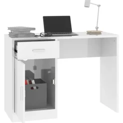 vidaXL - Bureau - Wit - Bewerkt hout