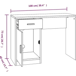 vidaXL - Bureau - Wit - Bewerkt hout