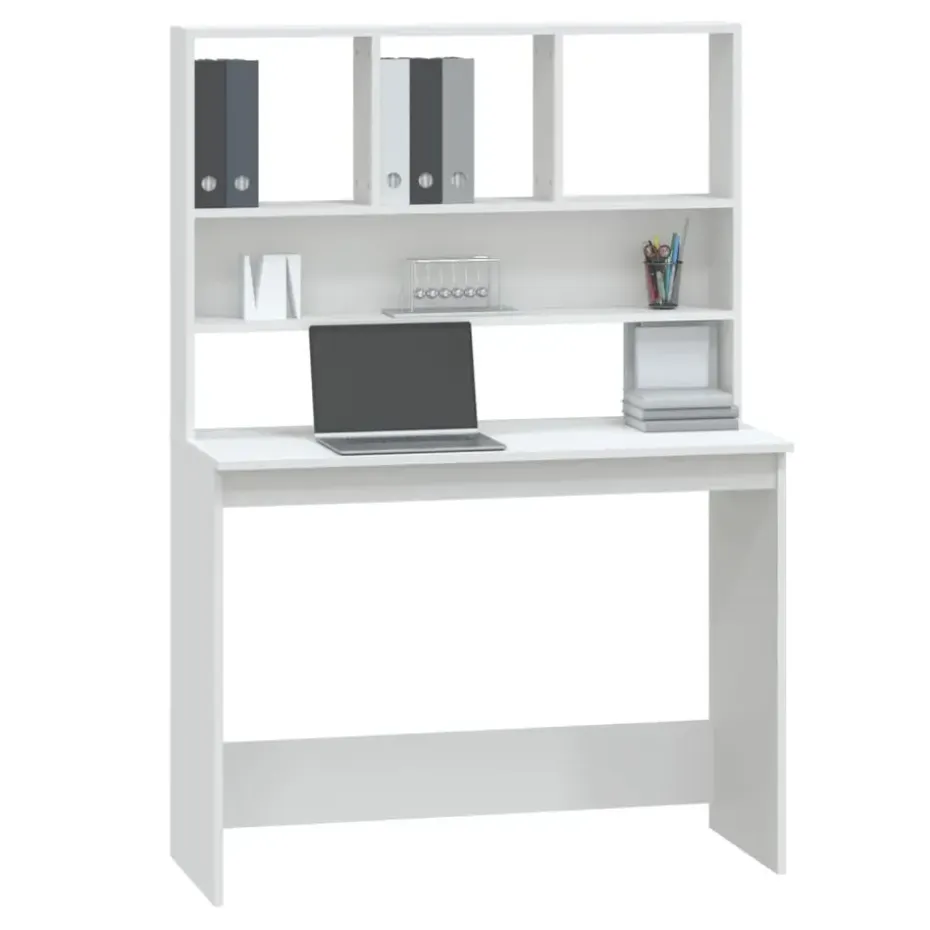 vidaXL - Bureau - Wit - Bewerkt hout