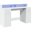 vidaXL - Bureau - Wit - Bewerkt hout - 140 x 55 x 91 cm