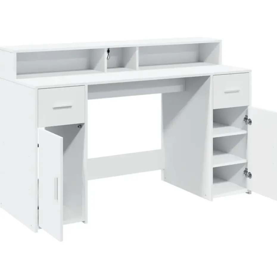 vidaXL - Bureau - Wit - Bewerkt hout - 140 x 55 x 91 cm