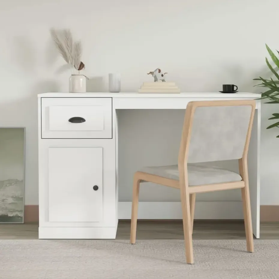 vidaXL - Bureau - Wit - Bewerkt hout