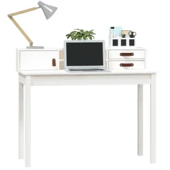 vidaXL - Bureau - Wit - Grenenhout