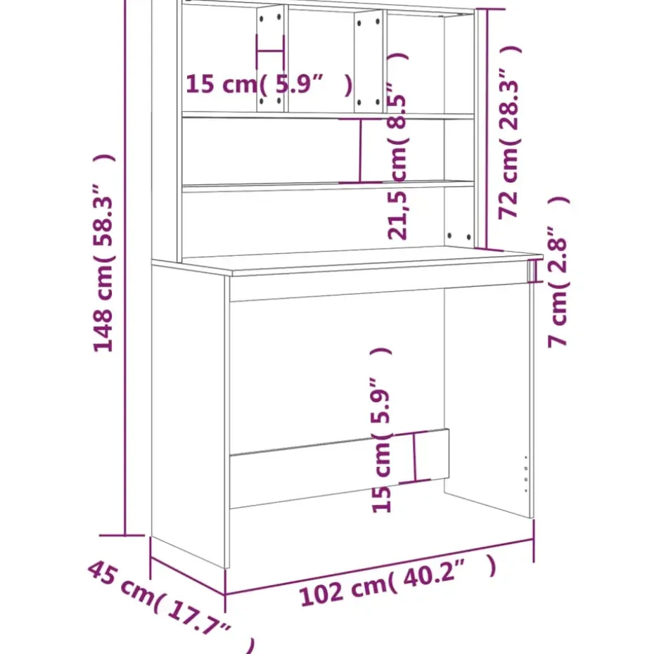 vidaXL - Bureau - Zwart - Bewerkt hout