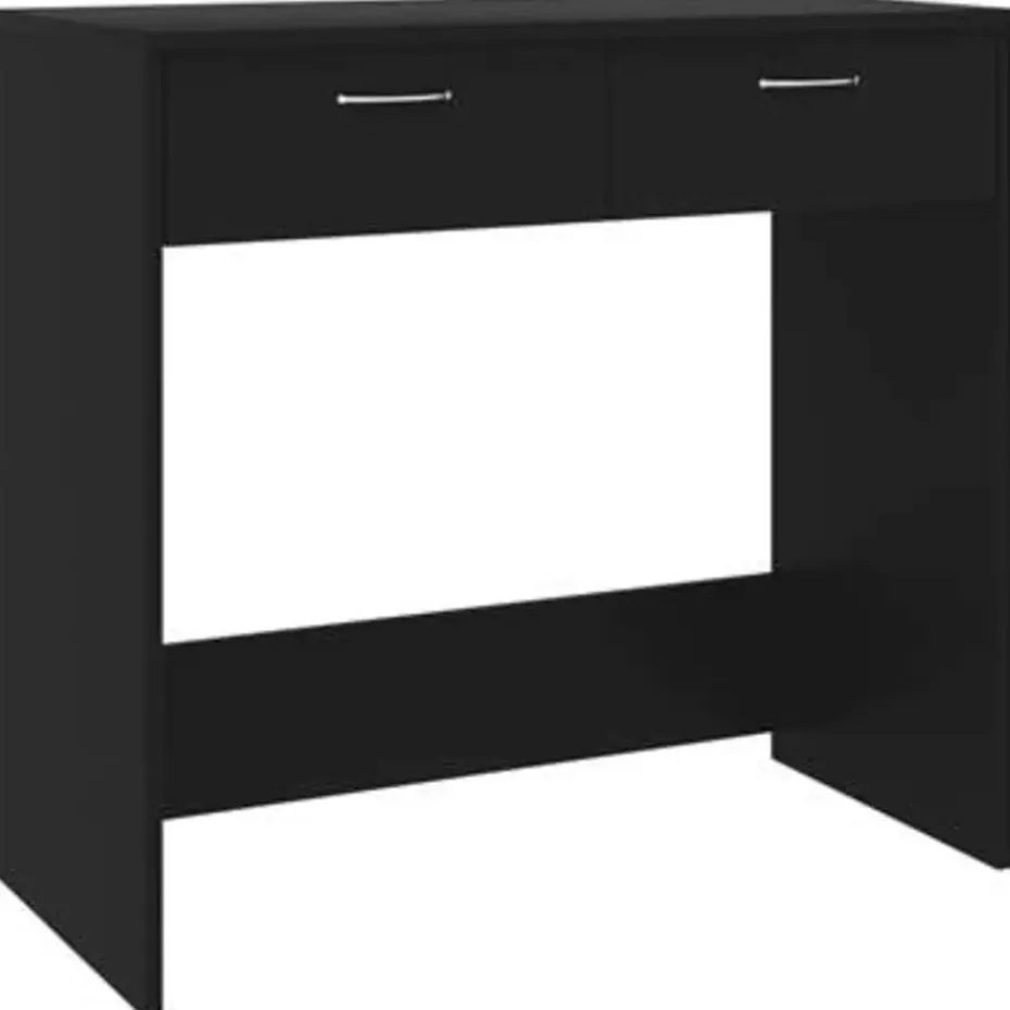 vidaXL - Bureau - Zwart - Bewerkt hout