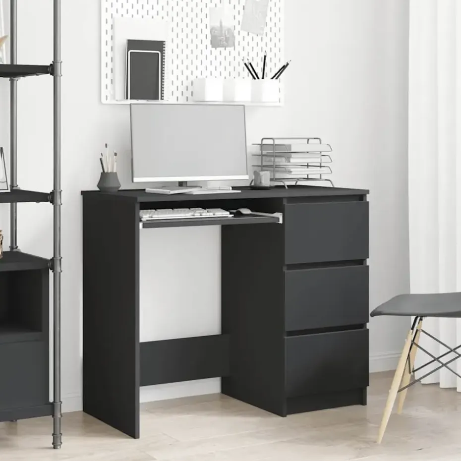 vidaXL - Bureau - Zwart - Bewerkt hout